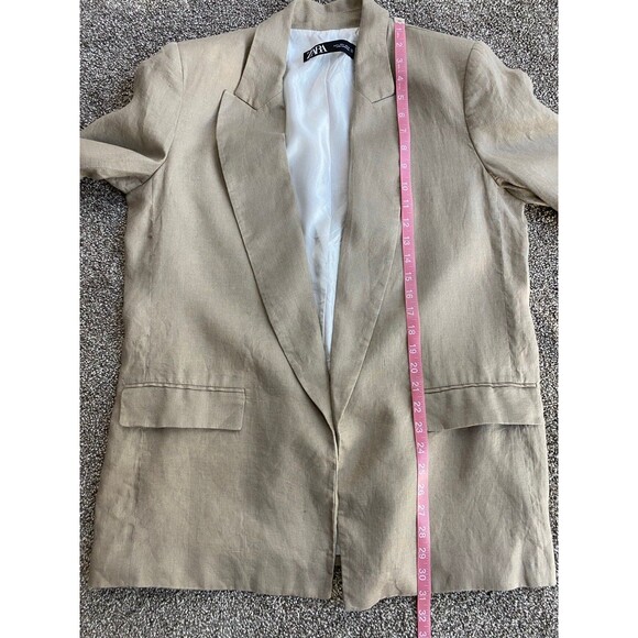 Zara Women’s Beige Linen Blazer Size Large – Relaxed Fit, Made in Morocco - Picture 5 of 5